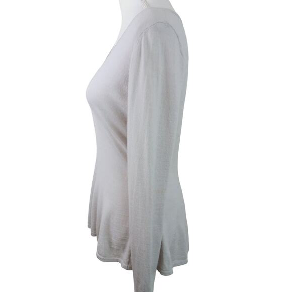 Classiques Entier SZ S 100% Cashmere Lightweight V-Neck Peplum Sweater Gray - Picture 5 of 8